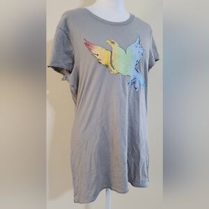 Women's Size L Short Sleeve T-Shirt Peace Dove Love Rainbow Color Est. 1969